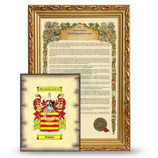 Pouncy Framed History and Coat of Arms Print - Gold