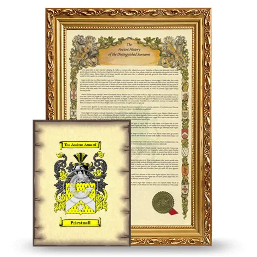 Priestnall Framed History and Coat of Arms Print - Gold