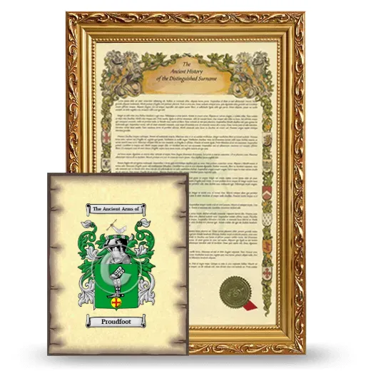Proudfoot Framed History and Coat of Arms Print - Gold