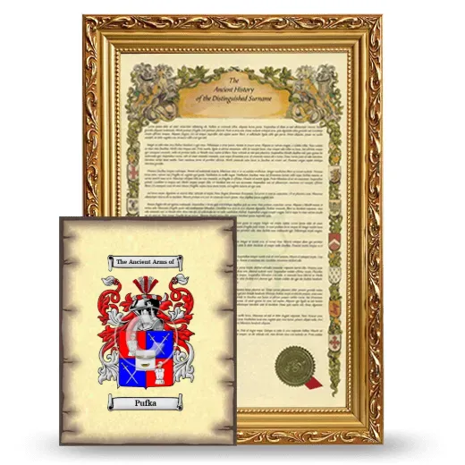 Pufka Framed History and Coat of Arms Print - Gold