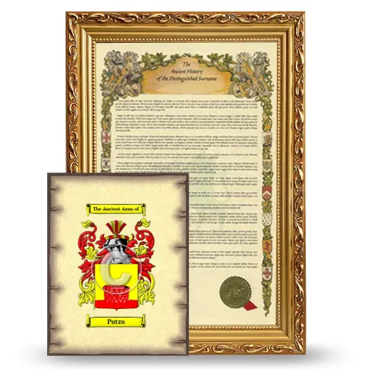 Putzu Framed History and Coat of Arms Print - Gold