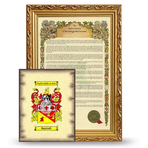 Raycraft Framed History and Coat of Arms Print - Gold