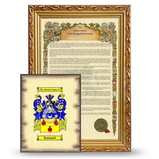 Raymond Framed History and Coat of Arms Print - Gold