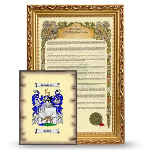 Rebon Framed History and Coat of Arms Print - Gold