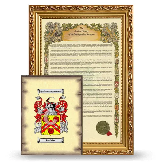 Reckits Framed History and Coat of Arms Print - Gold