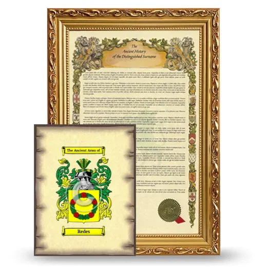 Redes Framed History and Coat of Arms Print - Gold