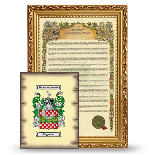 Regester Framed History and Coat of Arms Print - Gold