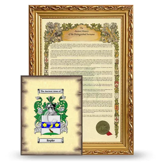 Repke Framed History and Coat of Arms Print - Gold