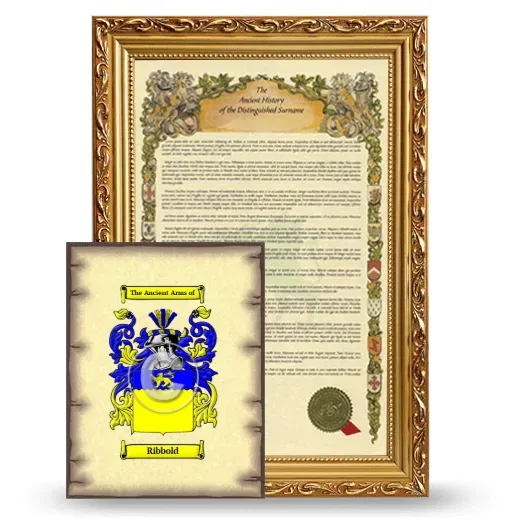 Ribbold Framed History and Coat of Arms Print - Gold