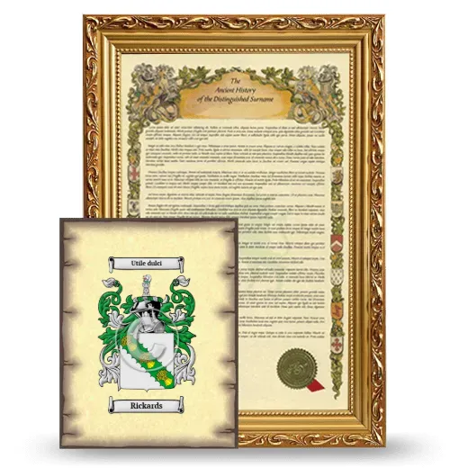 Rickards Framed History and Coat of Arms Print - Gold
