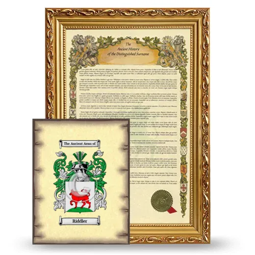 Riddler Framed History and Coat of Arms Print - Gold