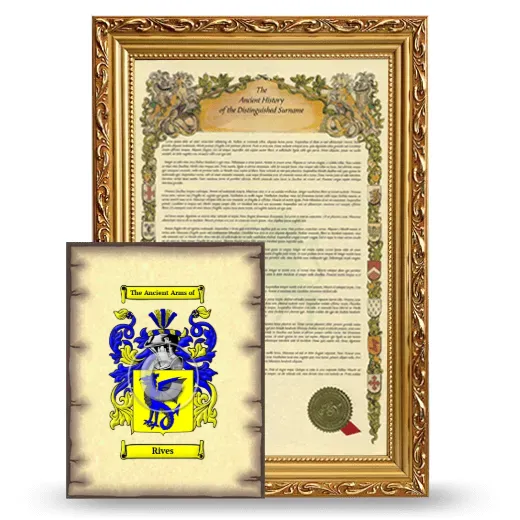 Rives Framed History and Coat of Arms Print - Gold