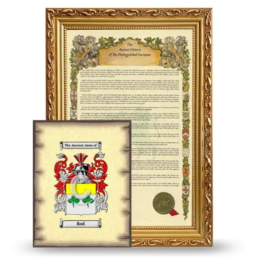 Rod Framed History and Coat of Arms Print - Gold