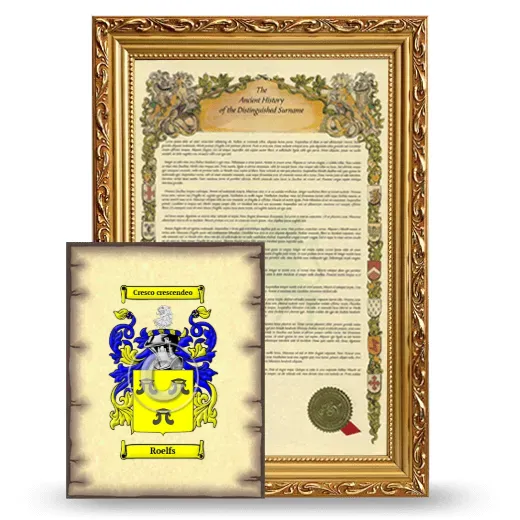 Roelfs Framed History and Coat of Arms Print - Gold
