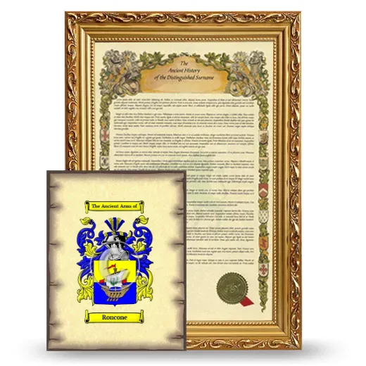 Roncone Framed History and Coat of Arms Print - Gold