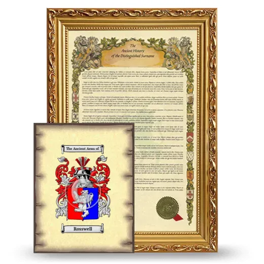 Rosswell Framed History and Coat of Arms Print - Gold