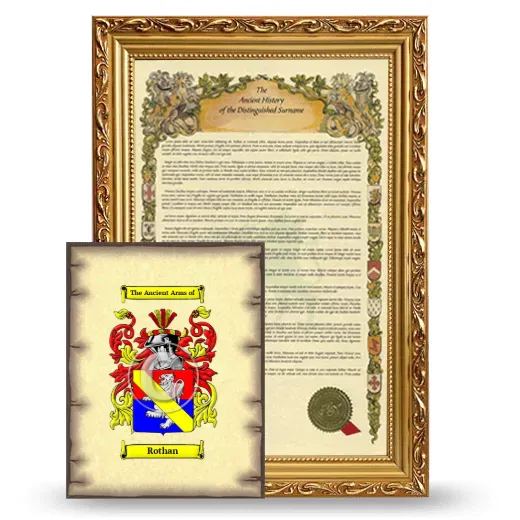 Rothan Framed History and Coat of Arms Print - Gold