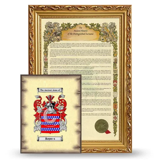 Royer-s Framed History and Coat of Arms Print - Gold