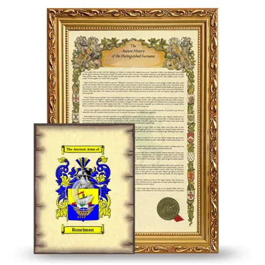 Runciman Framed History and Coat of Arms Print - Gold