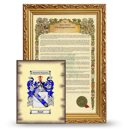 Rund Framed History and Coat of Arms Print - Gold