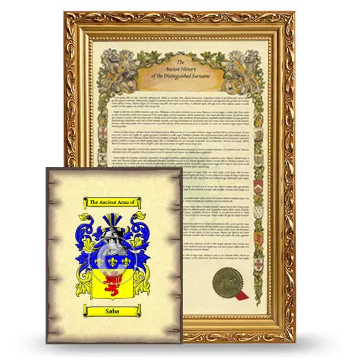 Saba Framed History and Coat of Arms Print - Gold