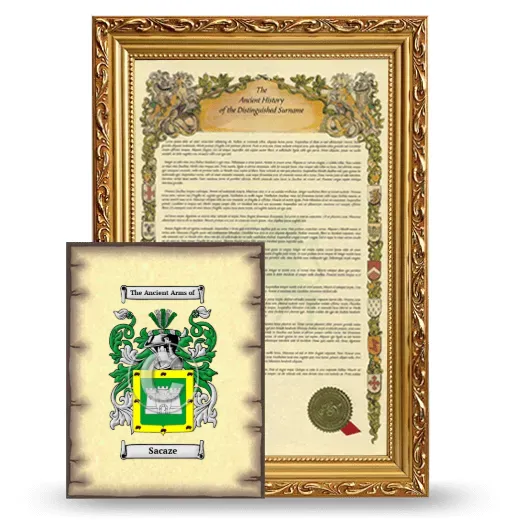 Sacaze Framed History and Coat of Arms Print - Gold