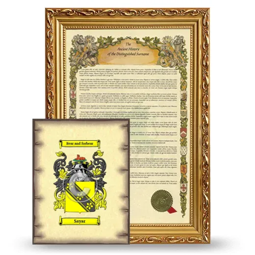 Sayar Framed History and Coat of Arms Print - Gold