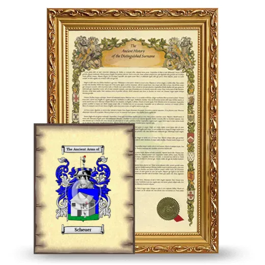 Scheuer Framed History and Coat of Arms Print - Gold