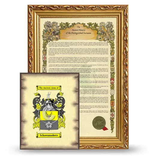 Schoenmakers Framed History and Coat of Arms Print - Gold