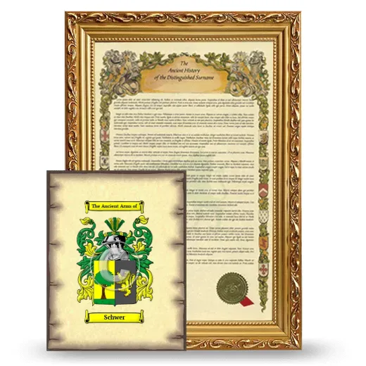 Schwer Framed History and Coat of Arms Print - Gold