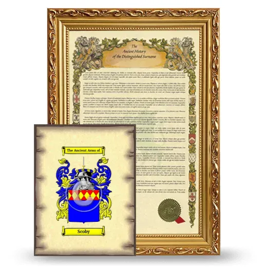Scoby Framed History and Coat of Arms Print - Gold