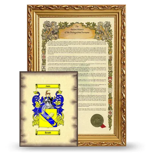 Scott Framed History and Coat of Arms Print - Gold