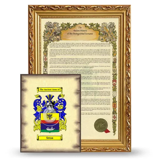 Sessa Framed History and Coat of Arms Print - Gold