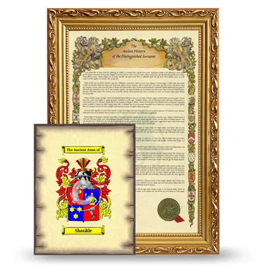 Shankle Framed History and Coat of Arms Print - Gold