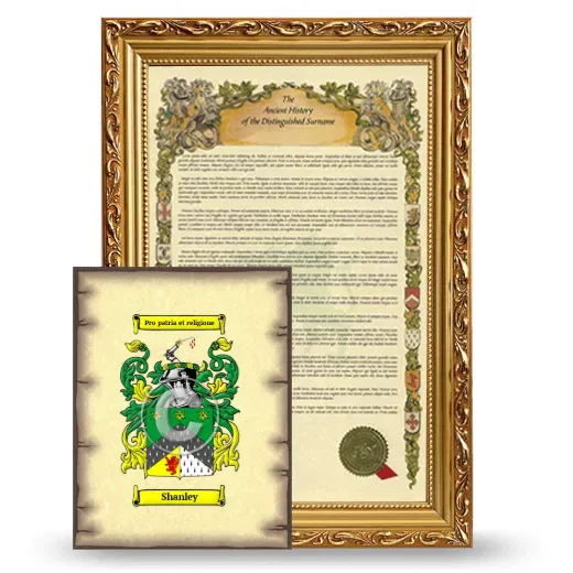 Shanley Framed History and Coat of Arms Print - Gold