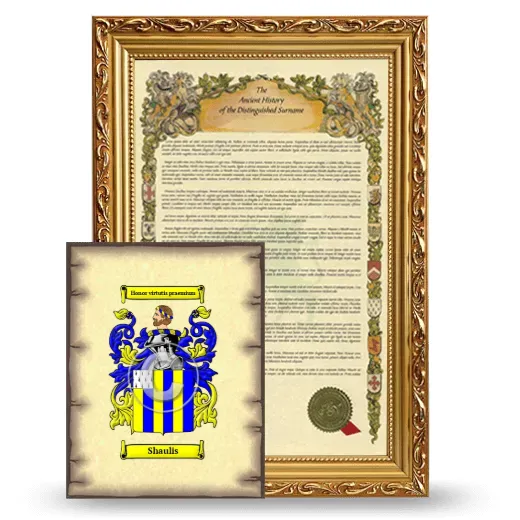 Shaulis Framed History and Coat of Arms Print - Gold