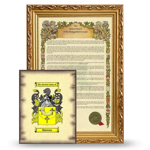 Sheeran Framed History and Coat of Arms Print - Gold