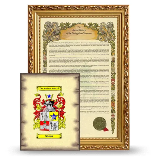 Shook Framed History and Coat of Arms Print - Gold