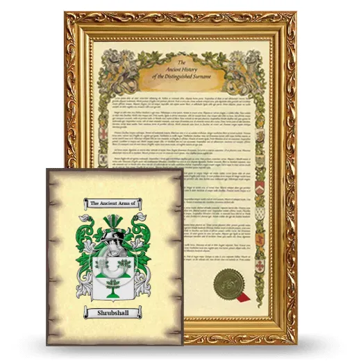 Shrubshall Framed History and Coat of Arms Print - Gold