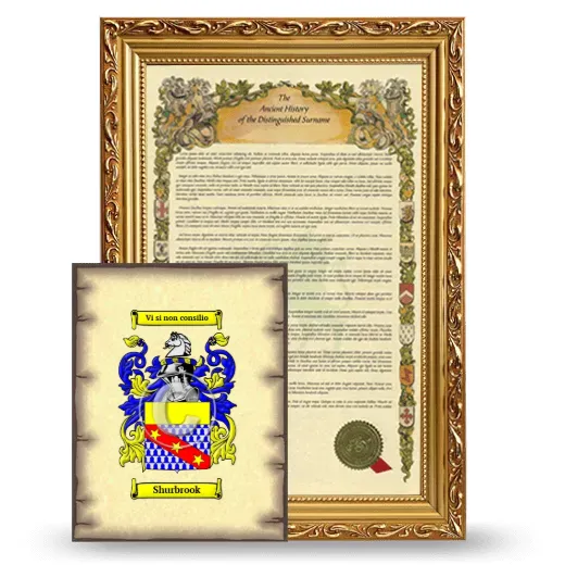 Shurbrook Framed History and Coat of Arms Print - Gold