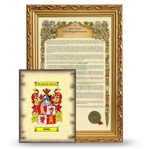 Sibilia Framed History and Coat of Arms Print - Gold