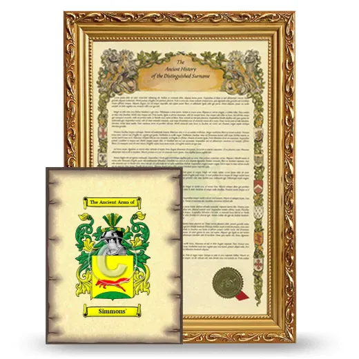 Simmons' Framed History and Coat of Arms Print - Gold