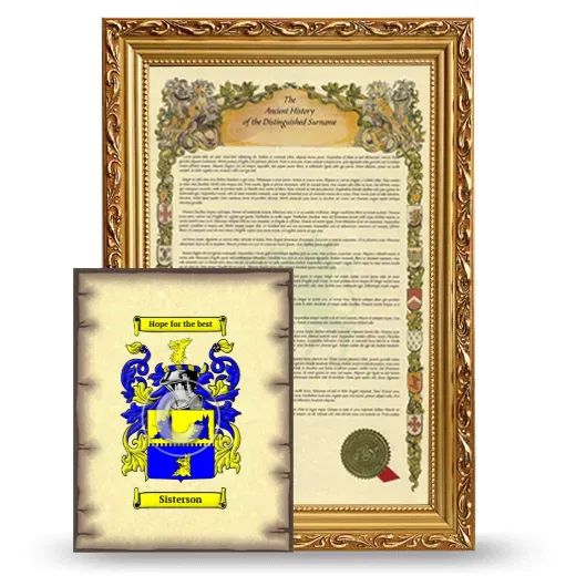 Sisterson Framed History and Coat of Arms Print - Gold