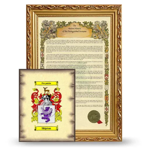 Skipton Framed History and Coat of Arms Print - Gold