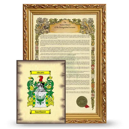 Smethurst Framed History and Coat of Arms Print - Gold