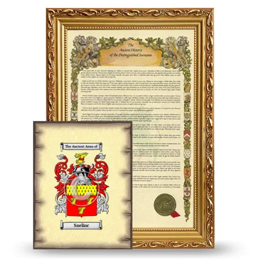 Snelinc Framed History and Coat of Arms Print - Gold