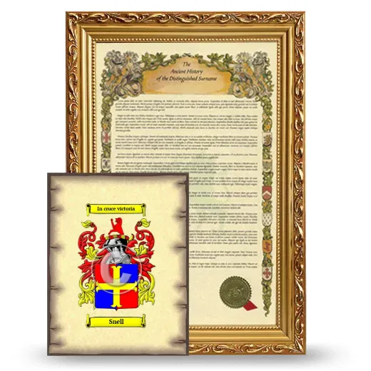 Snell Framed History and Coat of Arms Print - Gold