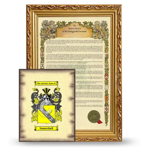 Somershall Framed History and Coat of Arms Print - Gold