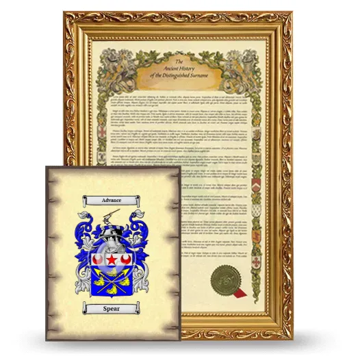 Spear Framed History and Coat of Arms Print - Gold