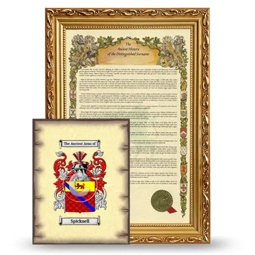 Spicknell Framed History and Coat of Arms Print - Gold